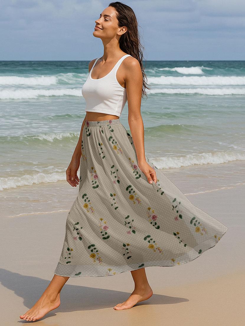 women printed high rise maxi flared skirt - 22006347 - Standard Image - 2