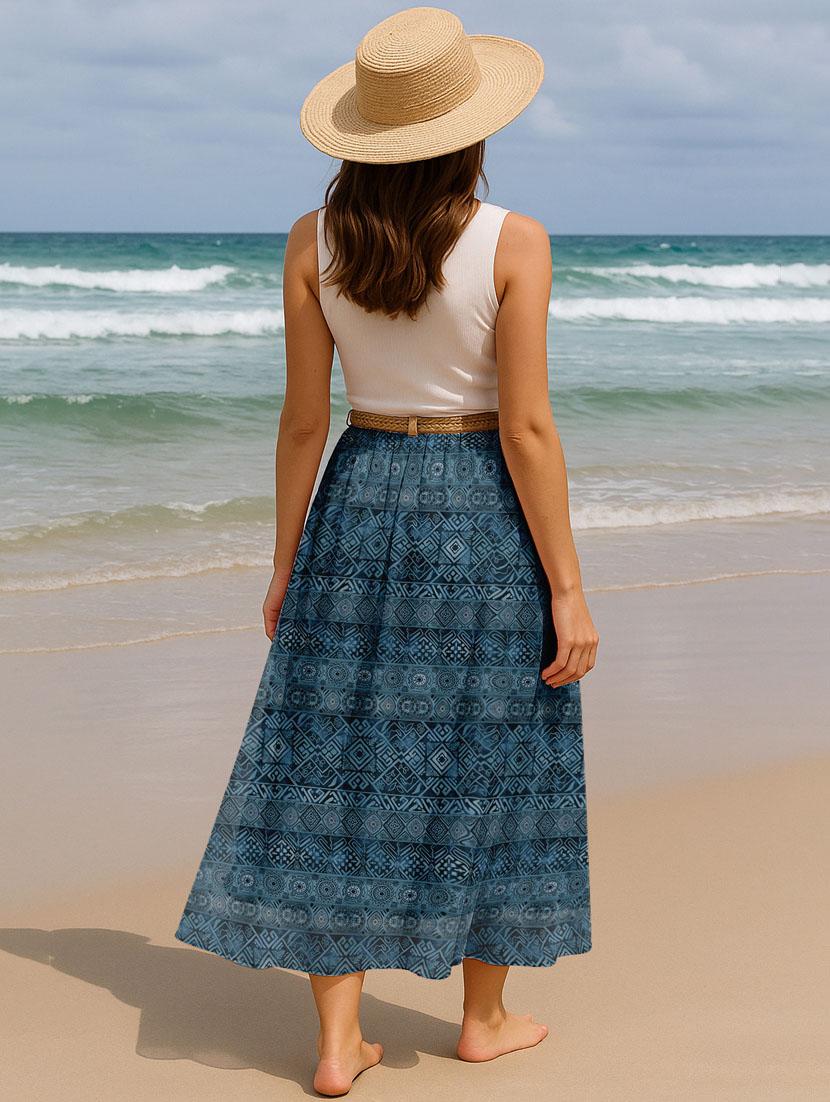 women printed high rise maxi flared skirt - 22006348 - Standard Image - 2
