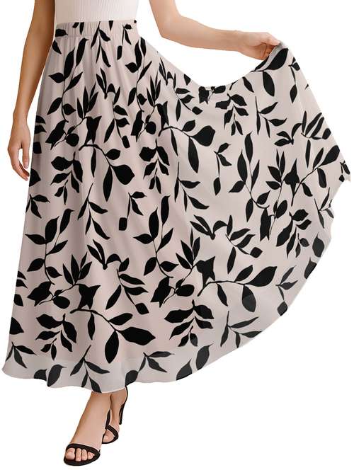 women printed high rise maxi flared skirt - 22006349 -  Standard Image - 0