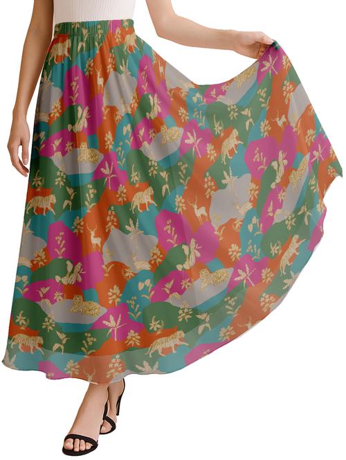 women printed high rise maxi flared skirt - 22006350 -  Standard Image - 0