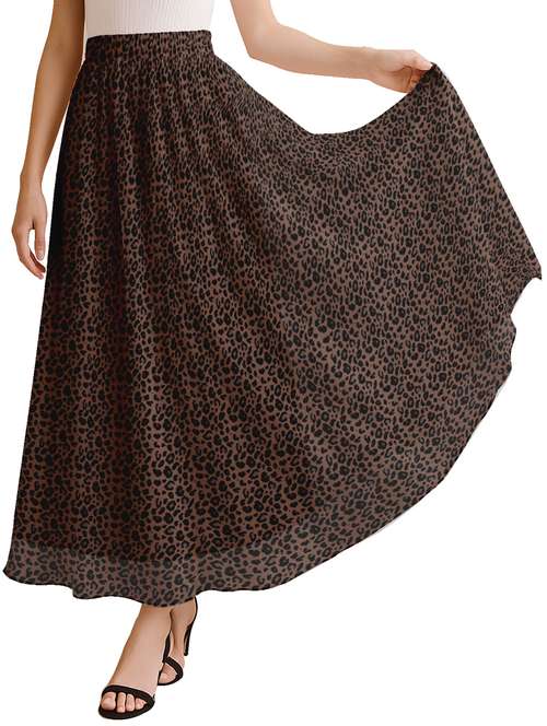 women animal print high rise maxi flared skirt - 22006353 -  Standard Image - 0