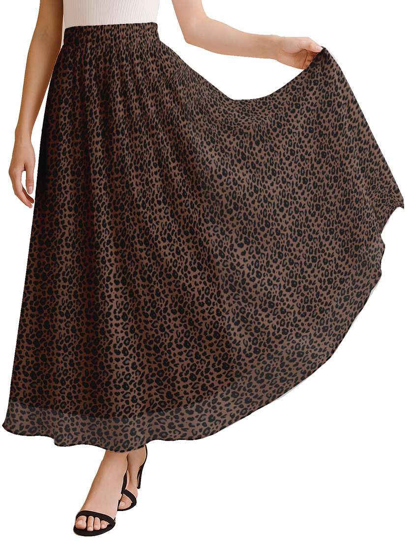 women animal print high rise maxi flared skirt - 22006353 -  Zoom Image - 0
