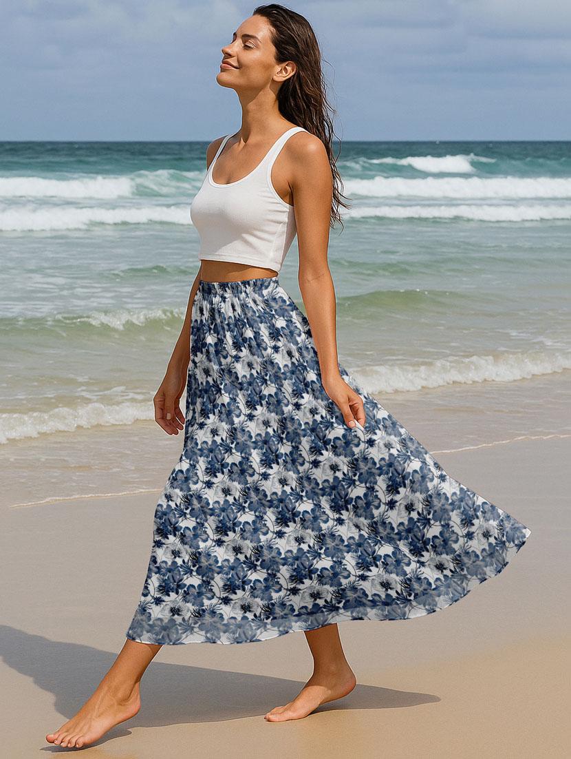 women floral printed high rise maxi flared skirt - 22006355 - Standard Image - 2