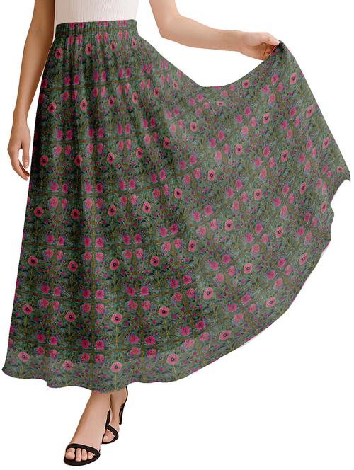 women floral printed high rise maxi flared skirt - 22006356 -  Standard Image - 0