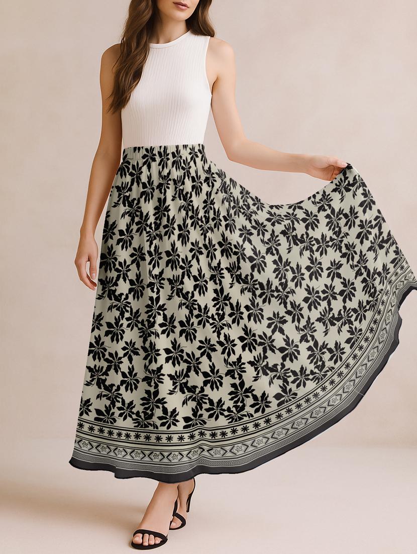 women floral printed high rise maxi flared skirt - 22006357 - Standard Image - 2