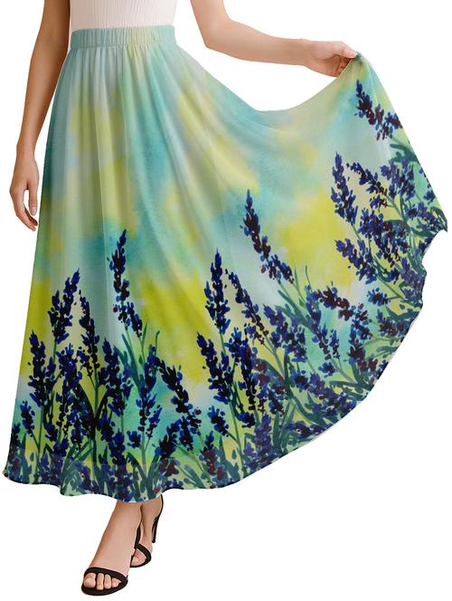 women printed high rise maxi flared skirt - 22006358 - Standard Image - 0
