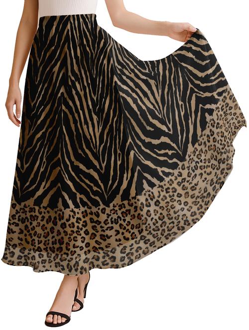 women animal print high rise maxi flared skirt - 22006359 - Standard Image - 0