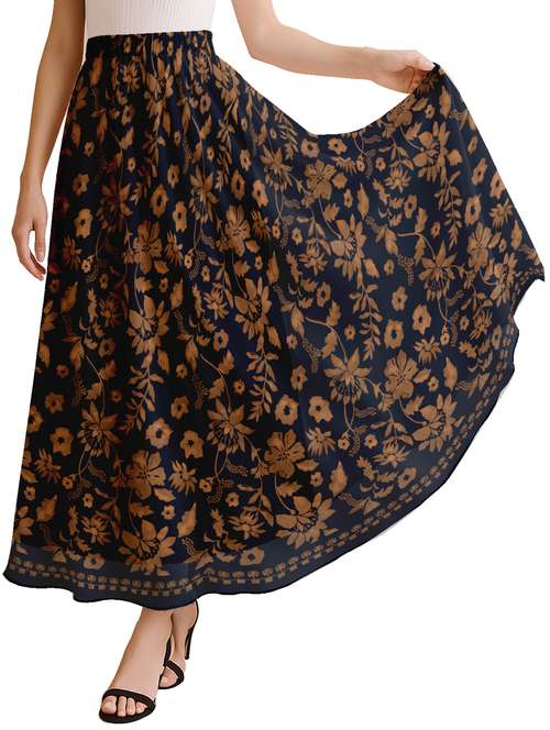 women floral printed high rise maxi flared skirt - 22006361 -  Standard Image - 0