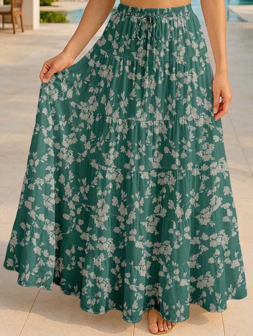 women floral printed high rise maxi tiered skirt - 22006362 - Standard Image - 0