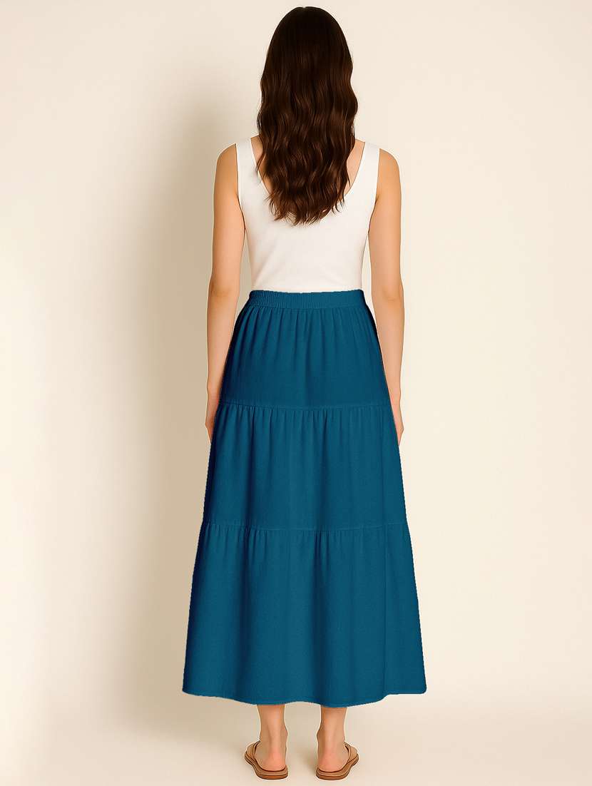 women solid high rise maxi tiered skirt - 22006375 -  Standard Image - 2