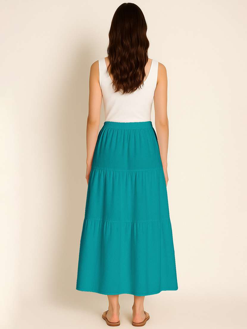 women solid high rise maxi tiered skirt - 22006380 -  Standard Image - 2
