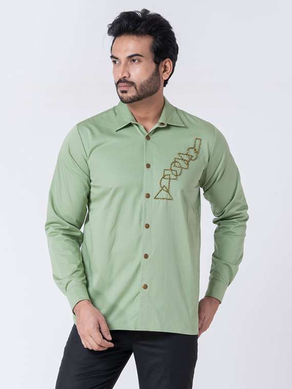 men geometric long sleeve regular fit casual shirt