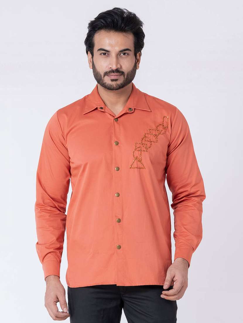 men geometric long sleeve regular fit casual shirt