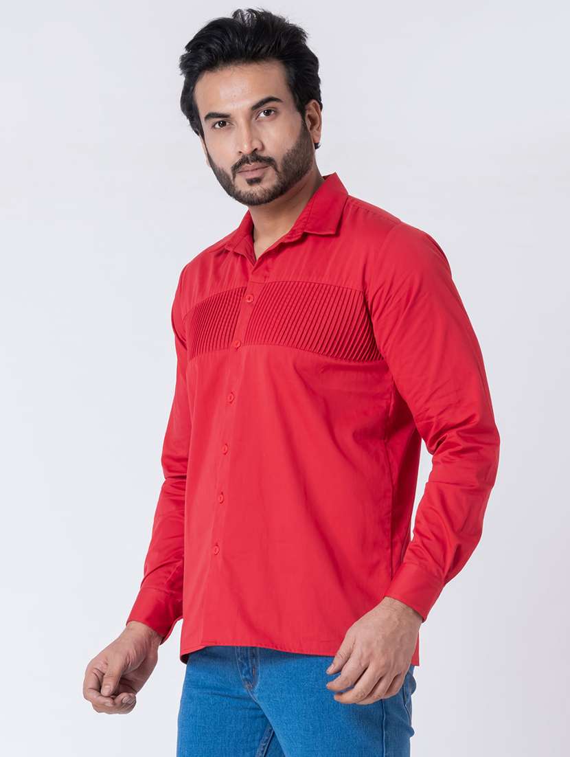 men textured long sleeve regular fit casual shirt