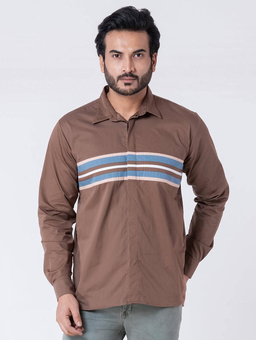 men striped long sleeve regular fit casual shirt - 22006410 - Zoom Image - 0
