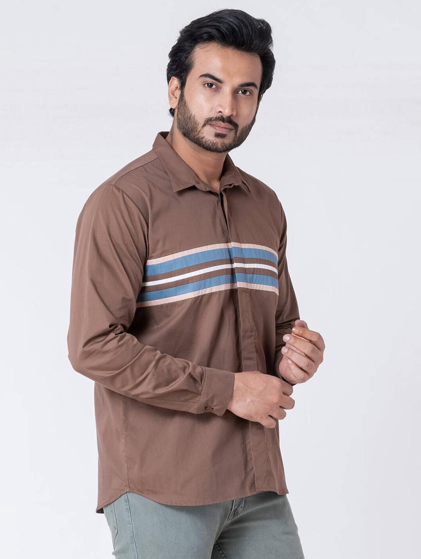 men striped long sleeve regular fit casual shirt - 22006410 - Standard Image - 2