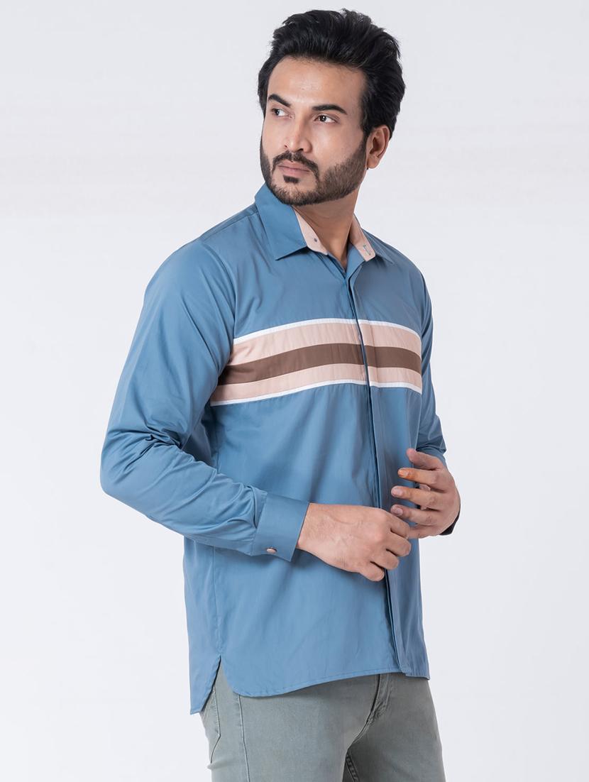 men striped long sleeve regular fit casual shirt - 22006411 - Standard Image - 2