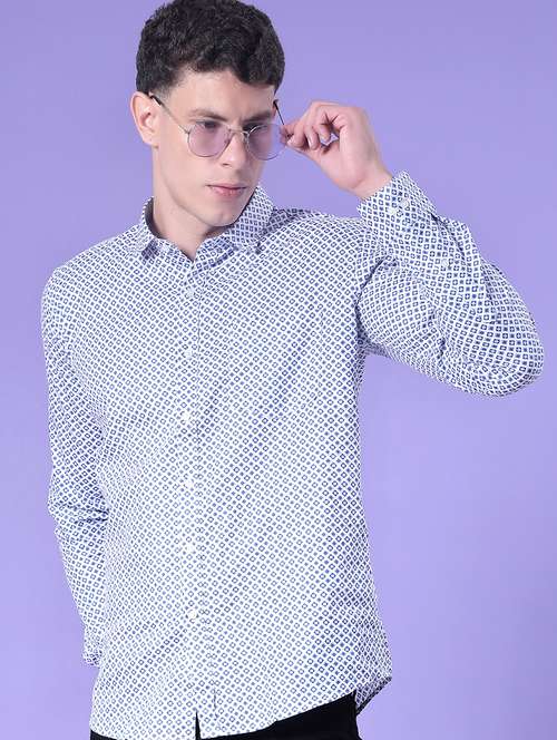 men printed long sleeve regular fit casual shirt - 22006598 - Standard Image - 0
