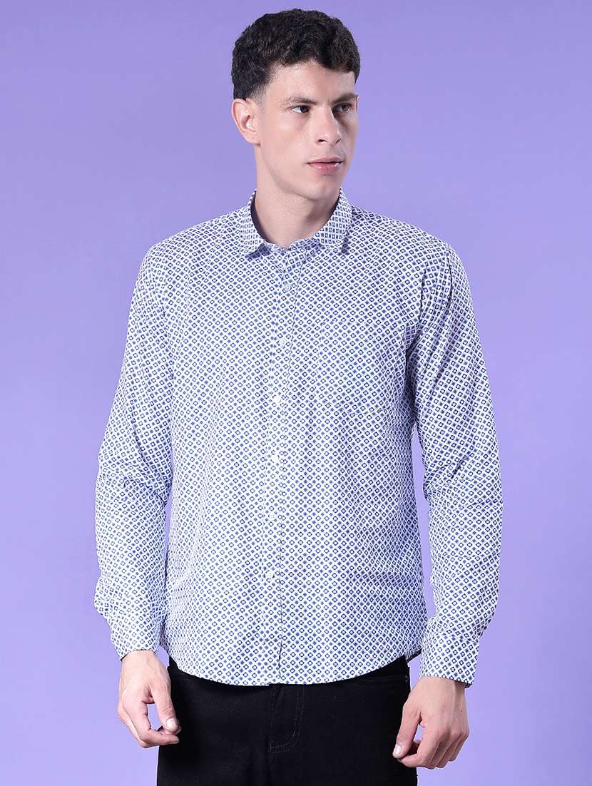 men printed long sleeve regular fit casual shirt - 22006598 - Standard Image - 2