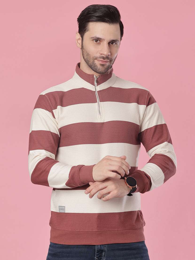 men striped long sleeve regular fit sweatshirt