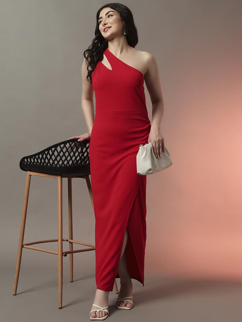 women solid asymmetric neck bodycon dress - 22006869 - Zoom Image - 0