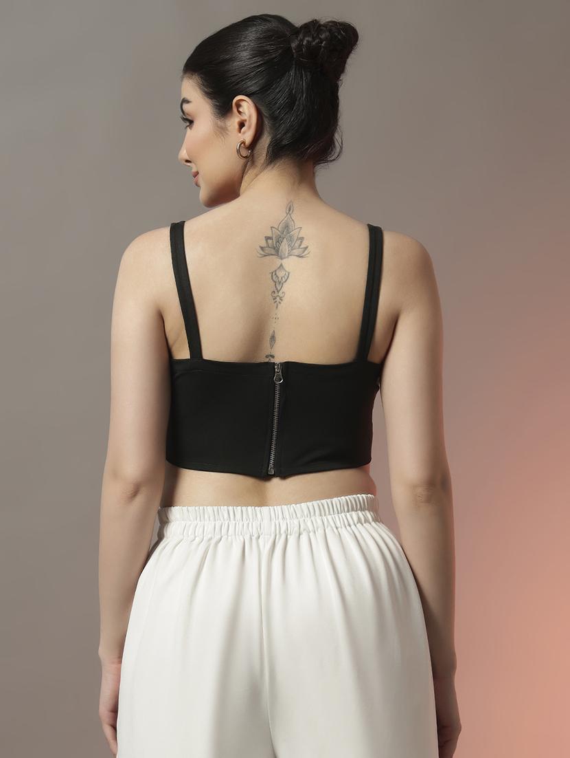 women solid square neck crop top - 22006886 - Standard Image - 2