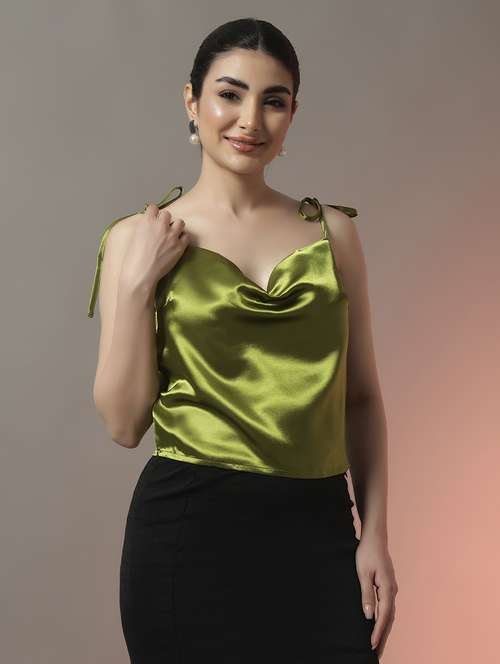 women solid cowl neck party wear top - 22006888 -  Standard Image - 0