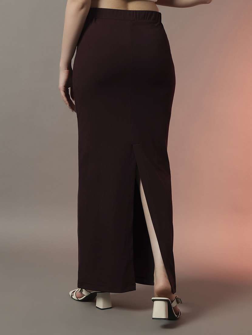 women solid high rise bodycon maxi skirt - 22006896 - Standard Image - 2