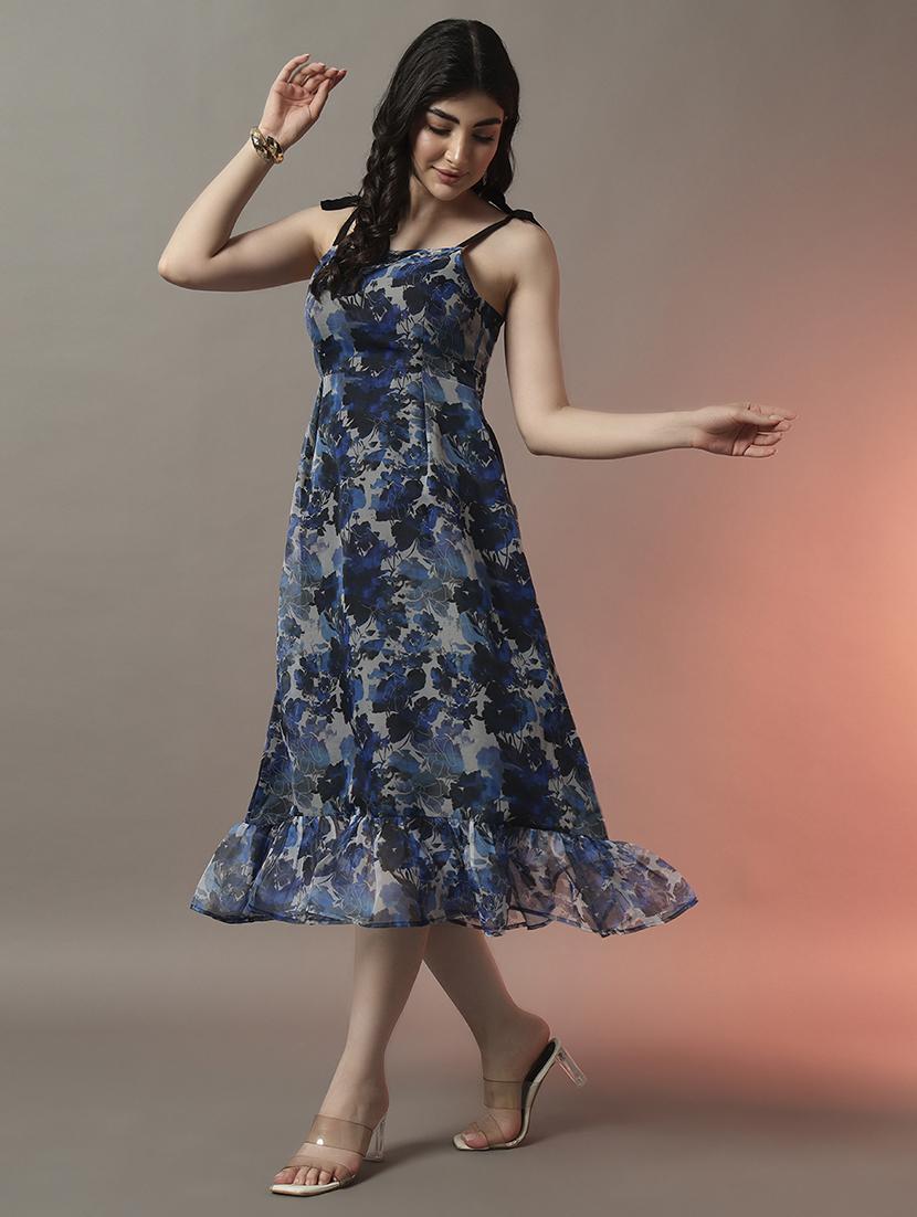 women floral printed shoulder strap fit & flare dress - 22006906 - Standard Image - 2