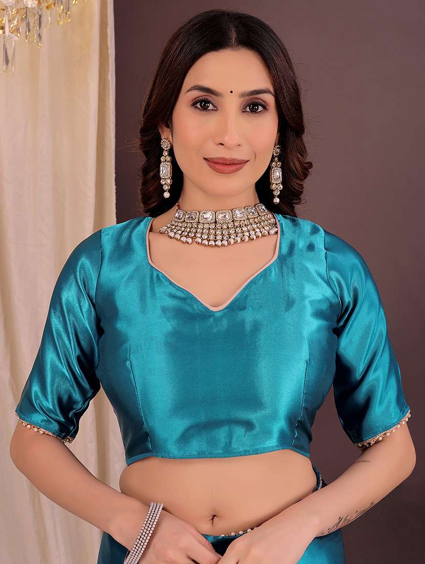 women solid half and half saree with blouse - 22006922 - Standard Image - 2