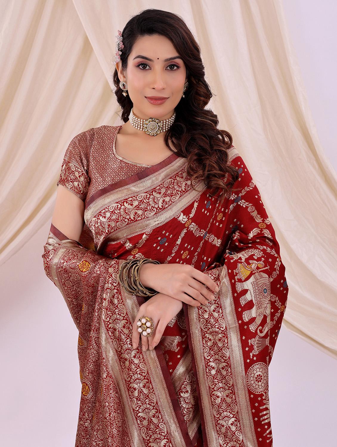 women self design kanjivaram saree with blouse - 22006935 - Standard Image - 2