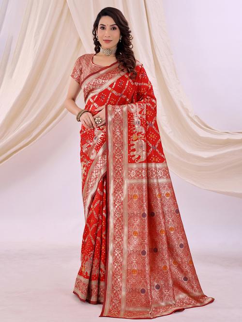women self design kanjivaram saree with blouse - 22006936 - Standard Image - 0