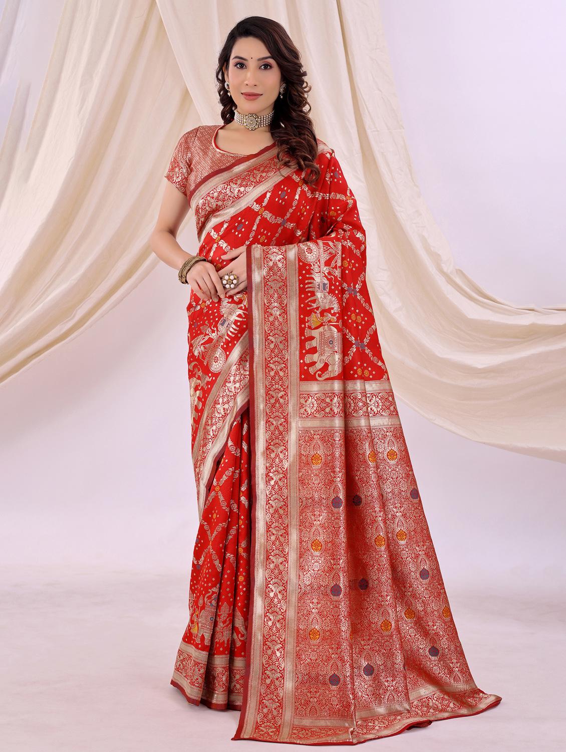 women self design kanjivaram saree with blouse - 22006936 - Zoom Image - 0