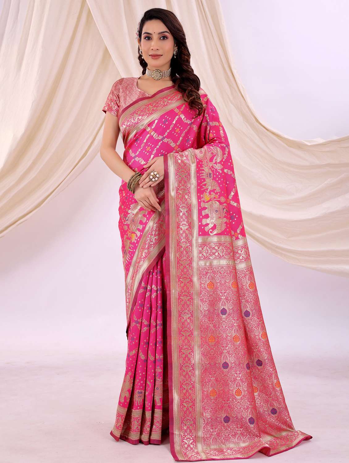 women self design kanjivaram saree with blouse - 22006938 -  Zoom Image - 0