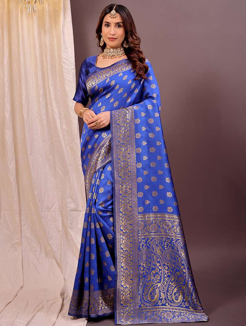 women self design banarasi saree with blouse