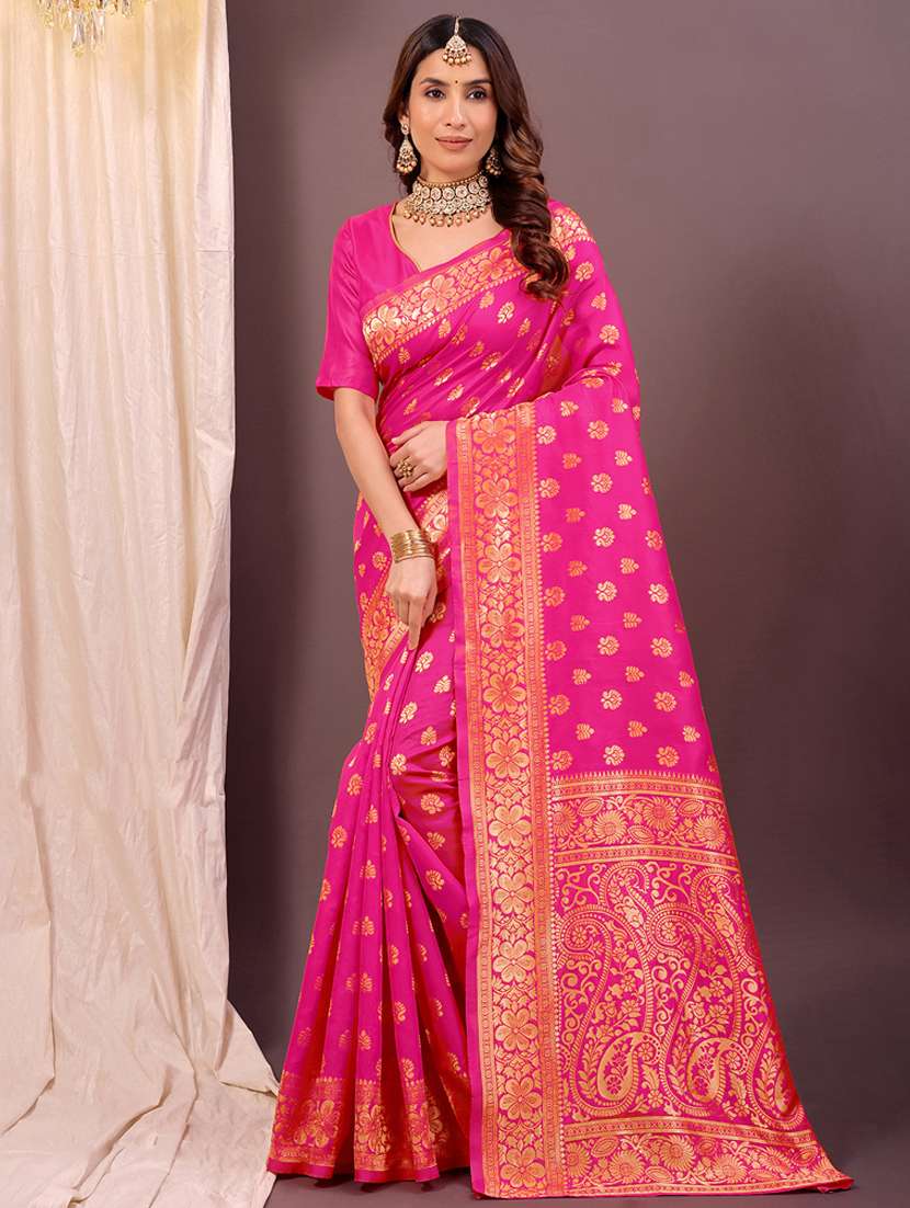 women self design banarasi saree with blouse