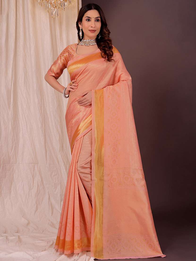 women self design kanjivaram saree with blouse