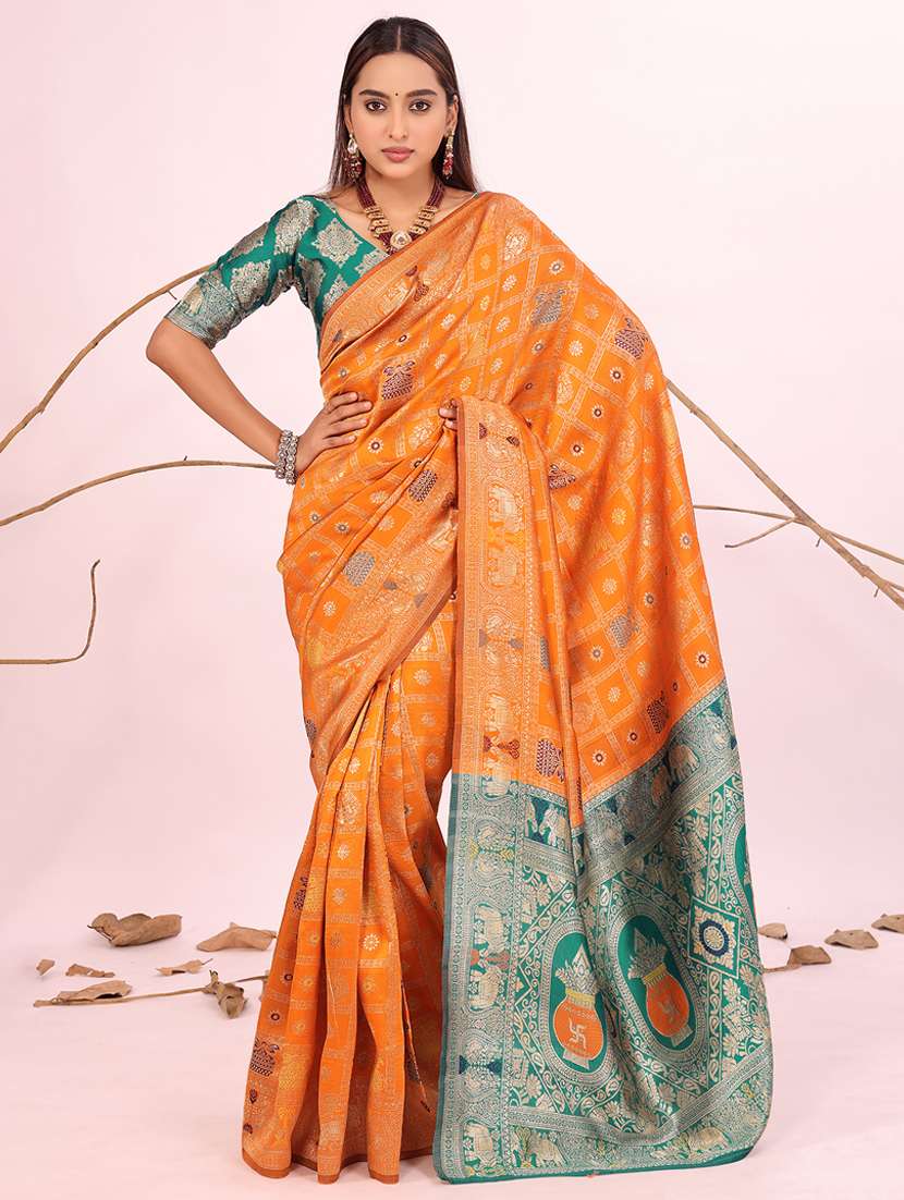 women self design banarasi saree with blouse - 22007103 -  Zoom Image - 0