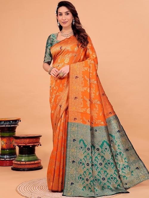 women self design banarasi saree with blouse - 22007217 - Standard Image - 0