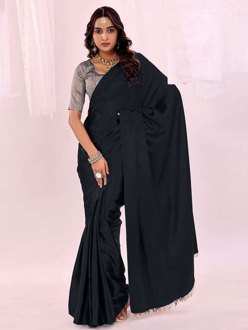 women embellished lace bordered saree with blouse - 22007286 -  Standard Image - 0