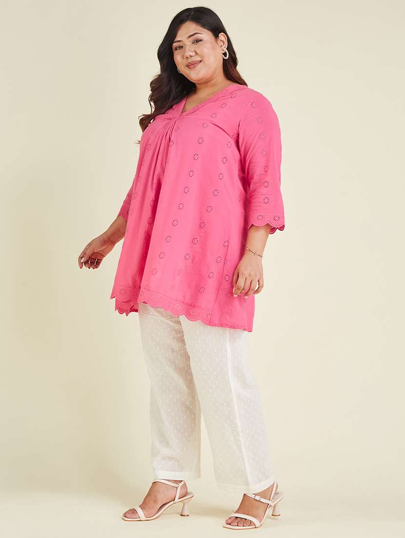 women plus size three quarter sleeve a-line tunic - 22007706 - Standard Image - 2