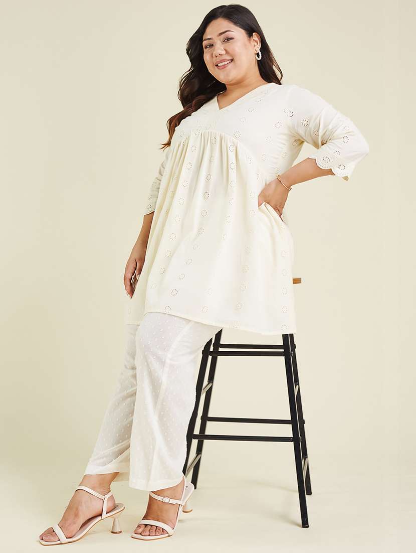 women plus size three quarter sleeve a-line tunic - 22007707 - Standard Image - 2