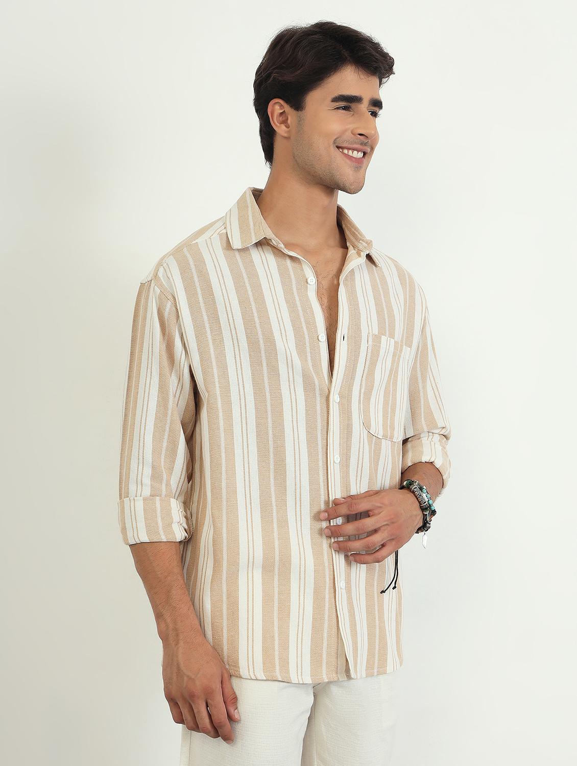 men striped long sleeve oversized casual shirt - 22007775 - Standard Image - 2