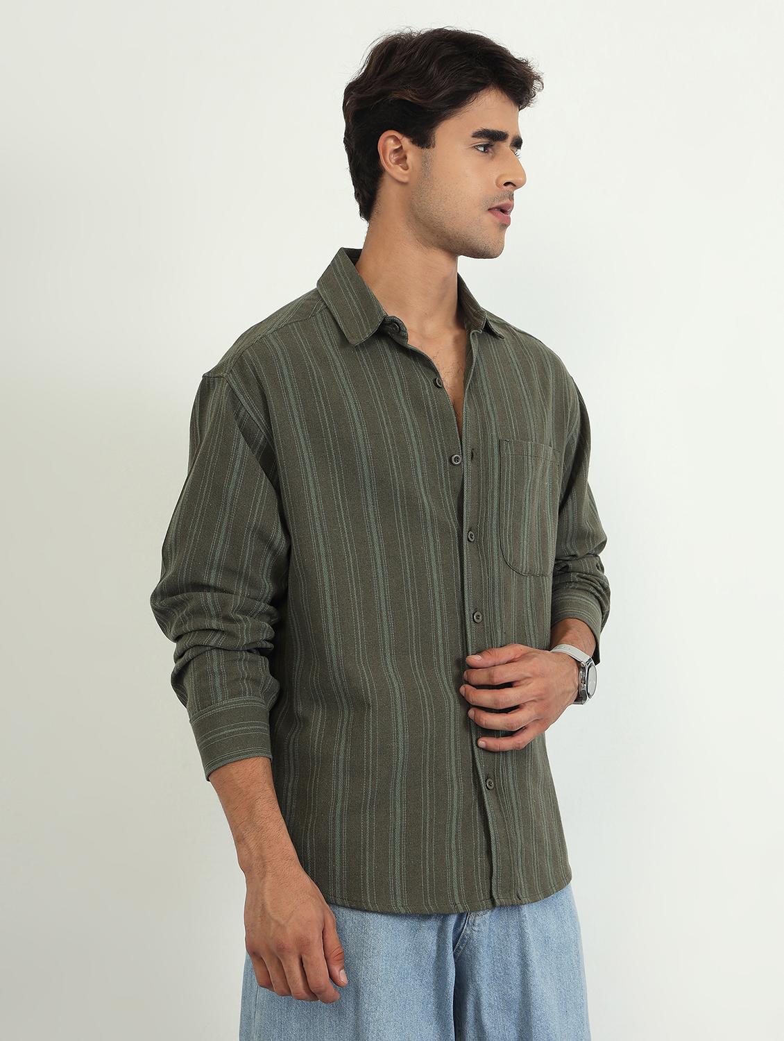 men striped long sleeve oversized casual shirt - 22007776 - Standard Image - 2