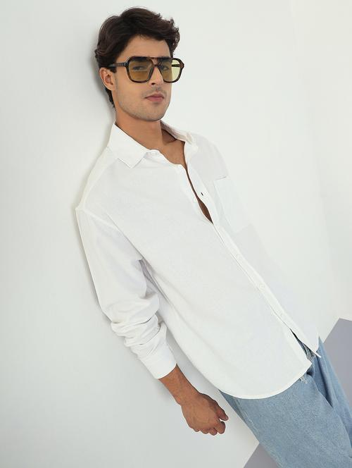 men solid long sleeve oversized casual shirt - 22007778 - Standard Image - 0
