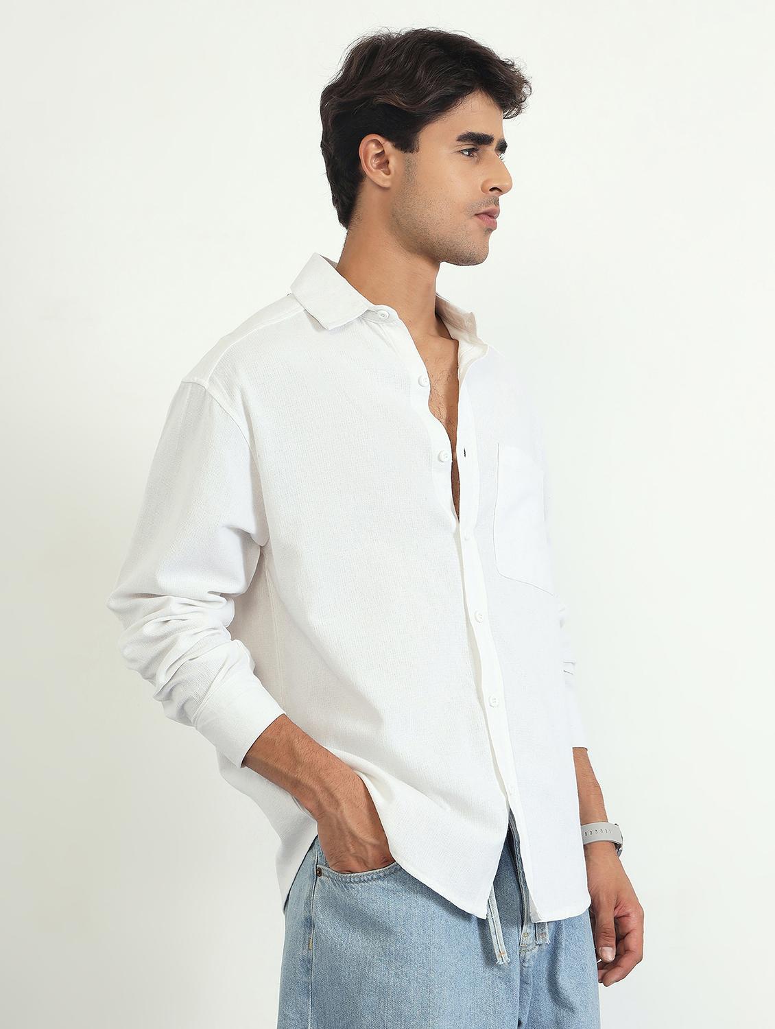 men solid long sleeve oversized casual shirt - 22007778 - Standard Image - 2
