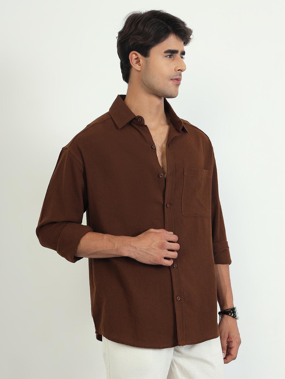 men solid long sleeve oversized casual shirt - 22007779 - Standard Image - 2