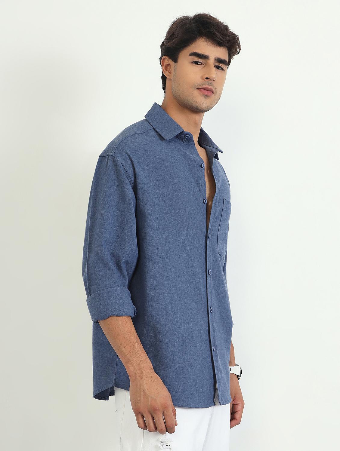 men solid long sleeve oversized casual shirt - 22007781 - Standard Image - 2