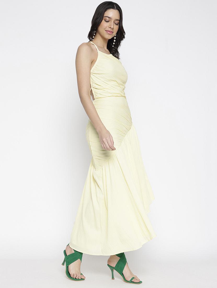 women solid shoulder strap backless asymmetric dress - 22007785 - Standard Image - 2