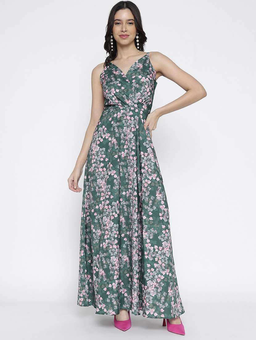 women printed shoulder strap fit and flare dress - 22007793 - Zoom Image - 0